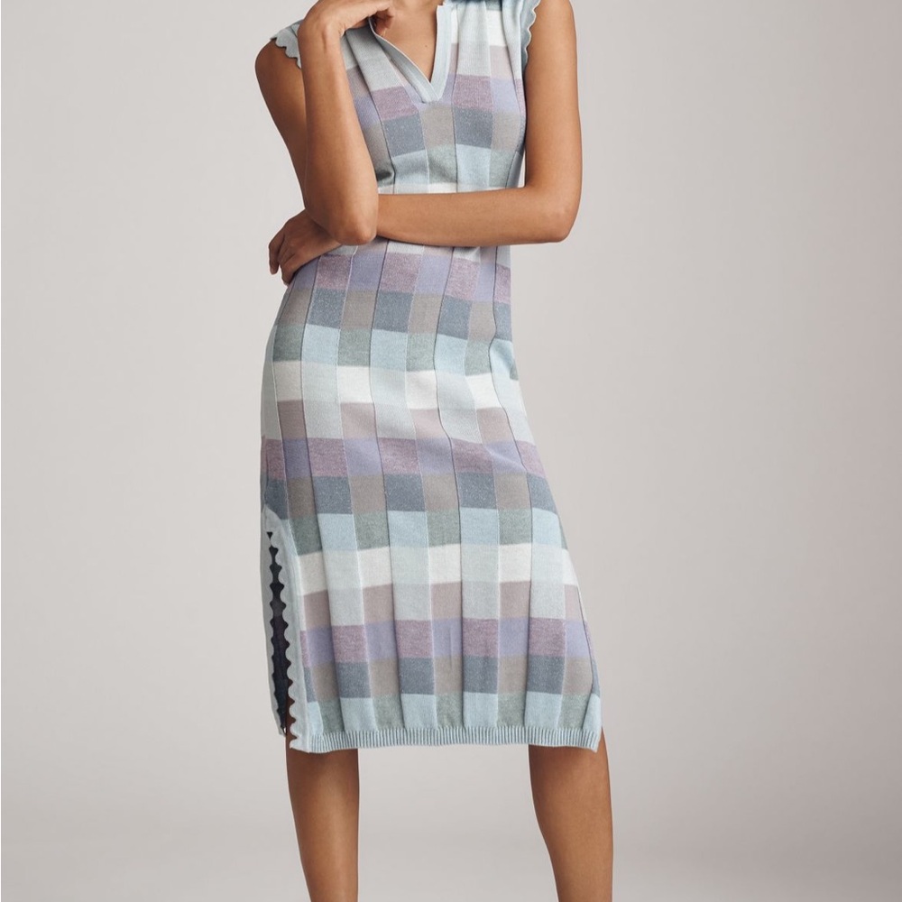 Conditions Apply Avaya Midi Checkered Sleeveless Knit Dress